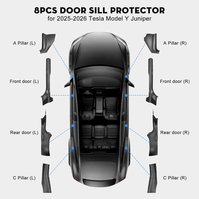 Detalle 2 de KUNIST 8PCS Model Y Door Sill Protector 2025