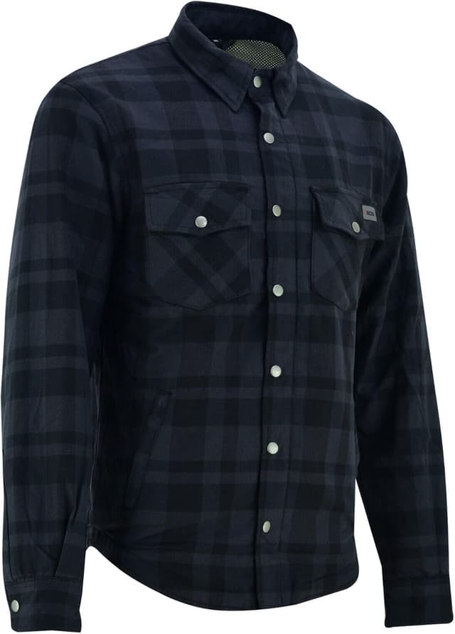 Detalle de BOSMOTO Lumberjack Hemd für Herren – Motorradhemd mit 100% Dupont-Kevlar Verstärkung