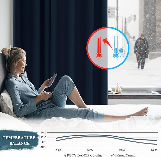 Thumbnail 2 de PONY DANCE Gardine Blickdicht 210×132 cm Dunkelblau 🏠