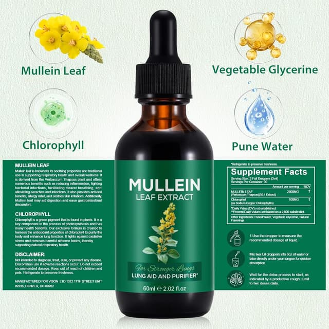 Detalle 2 de Mullein Drops 120 ml mullein extract for lungs 💧