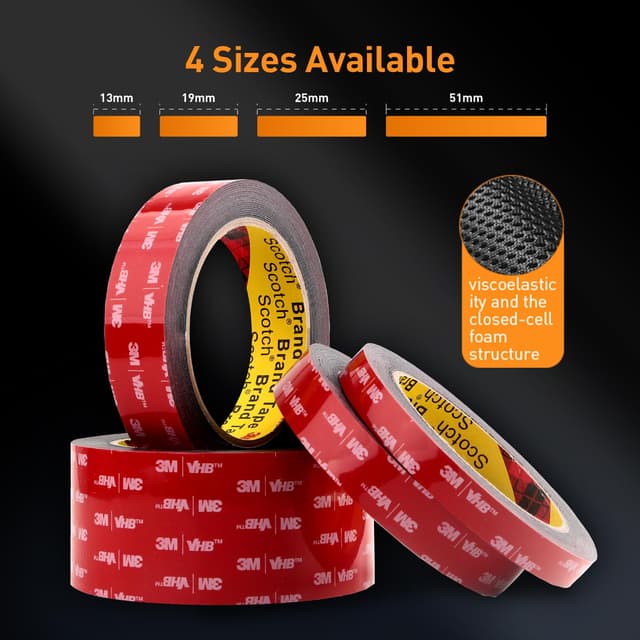 Detalle de 3M 5925 Doppelseitiges Montageband (13 mm x 5,5 m) – stark klebendes, wasserfestes Schaumstoffband