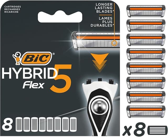 Detalle de BIC Hybrid 5 Flex 8 recambios, 5 hojas móviles 🪒