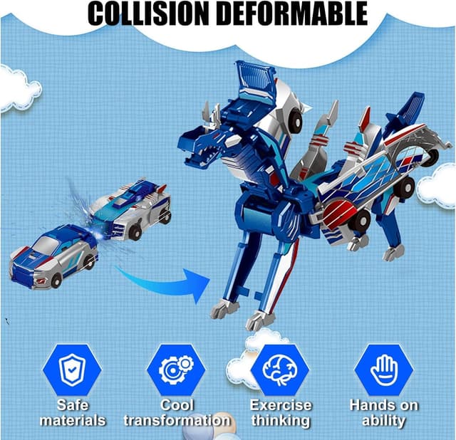Detalle de Felly Dragon transforming car robot toys (2-car set) with magnetic automatic deformation