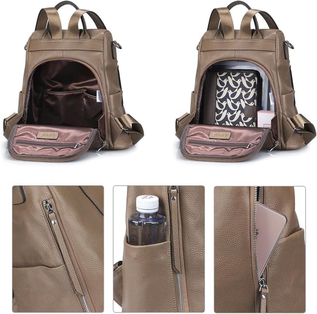 Detalle de S-ZONE Women’s Backpack (leather, 9.7 inch tablet-ready) — daypack with convertible strap