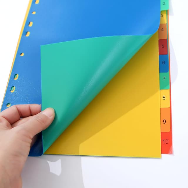 Detalle de 1-10 Part File Dividers A4 (12 Pack) PVC Plastic Dividers with 11-Hole Pre-Punched Index Tabs
