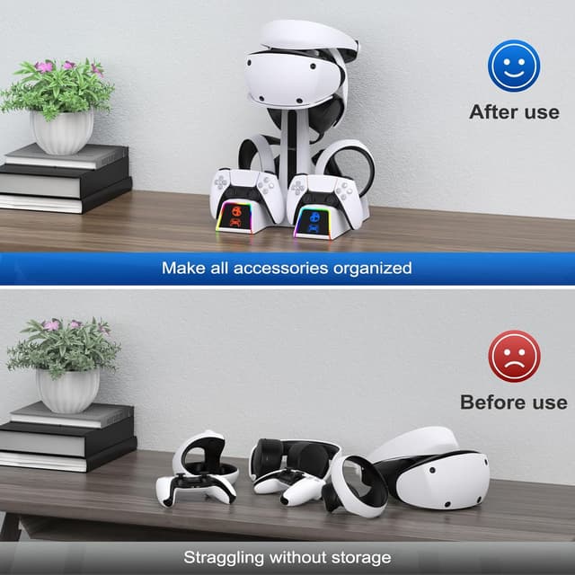 Detalle 2 de Auarte RGB Charging Station for PS VR2 / PS5 Edge & DualSense Controllers with AC Adapter