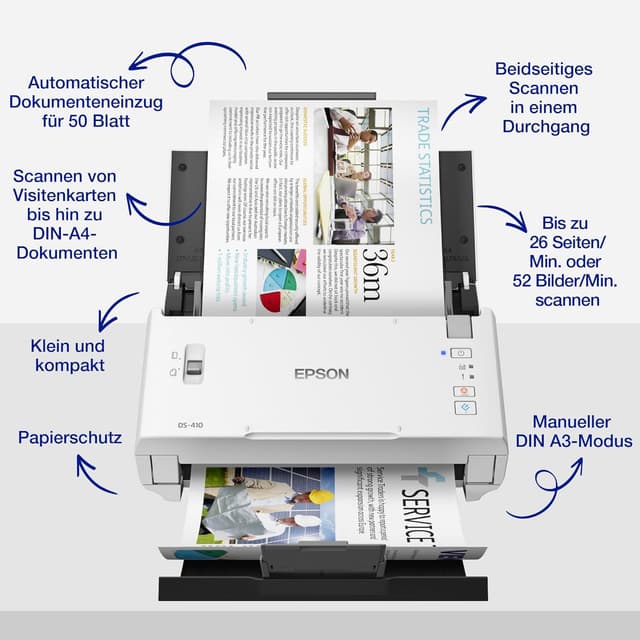 Detalle 2 de Epson WorkForce DS-410 Dokumentenscanner 50 Blatt 📄