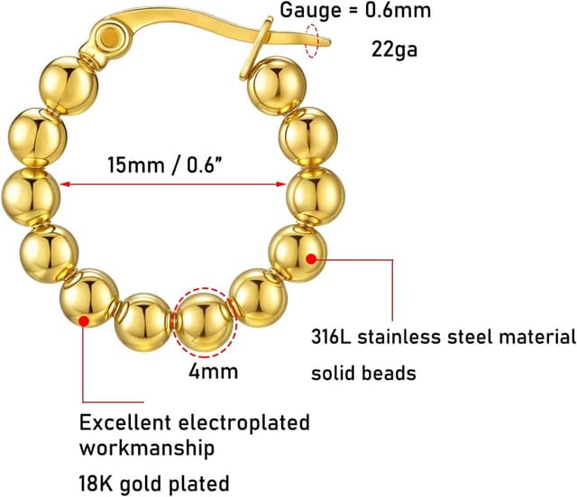 Detalle de PiercingJak Gold Creolen 15 mm Huggie