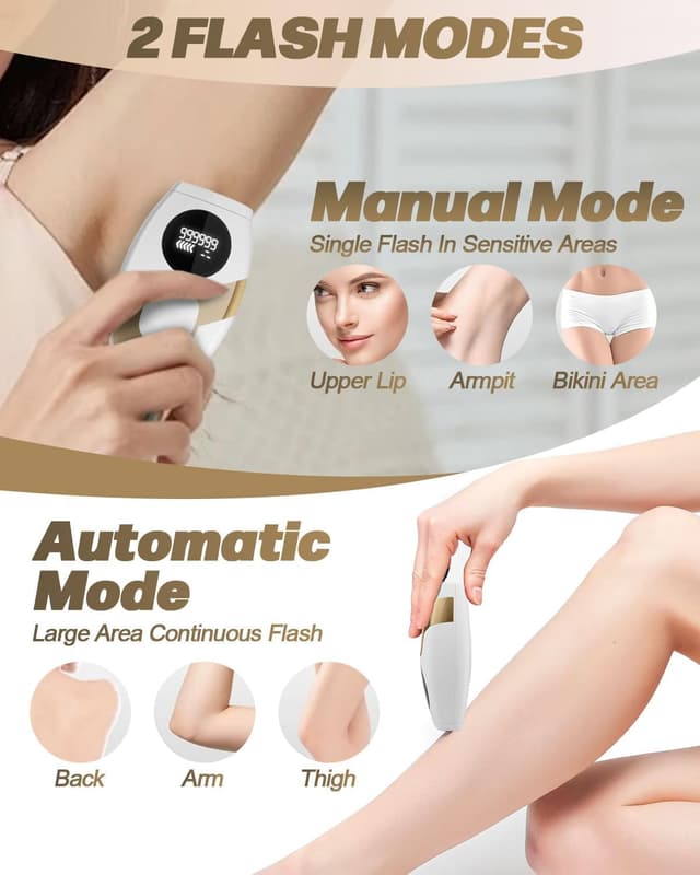 Detalle de Evolpor IPL hair removal device with 5 energy levels and manual/auto modes