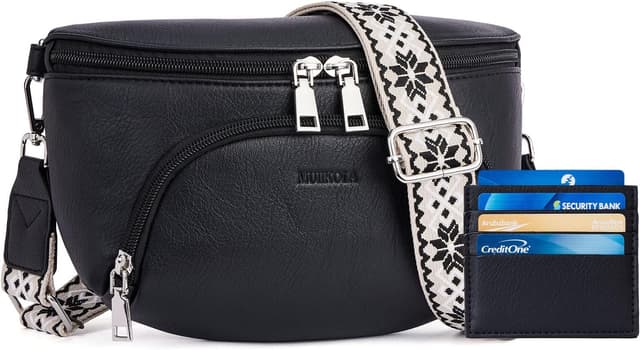 Detalle de MUIIKOLA Kleine Damen-Umhängetaschen: Bauchtasche/Crossbody Bag mit RFID-Kartenschlitzen