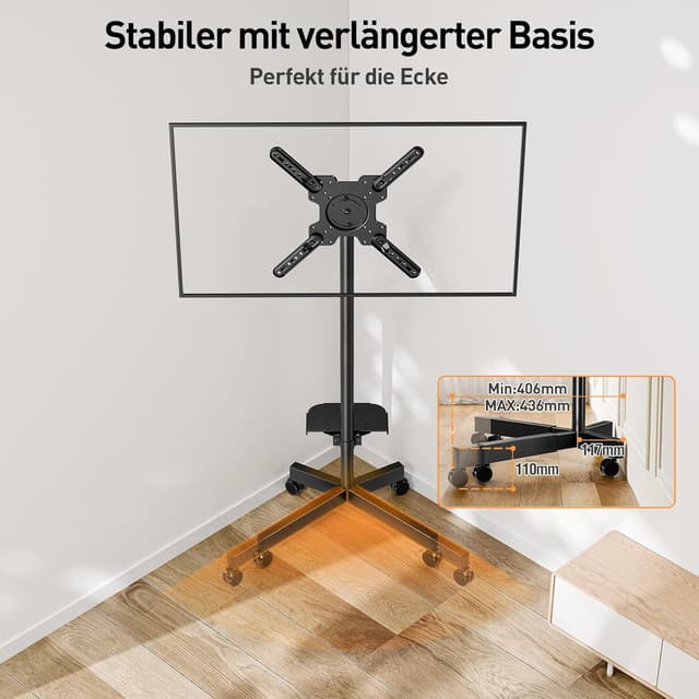 Detalle de ELIVED EV2114B-DE : support TV à roulettes universel 23 à 60 pouces jusqu’à 35 kg