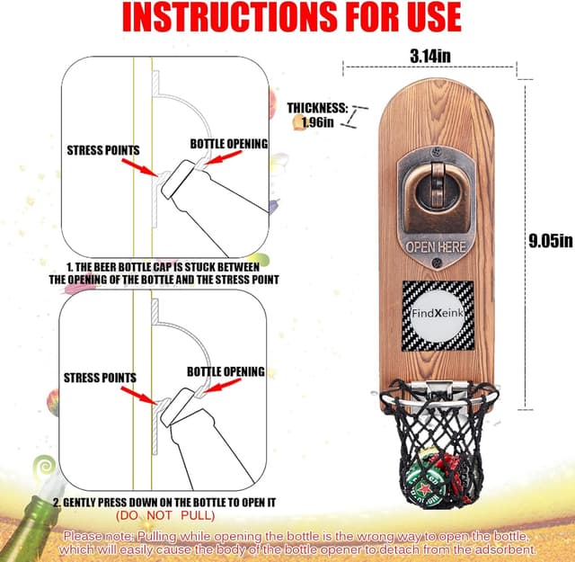 Detalle 2 de Cervezas 🍺 Abridor Pared Magnético de Madera Retro