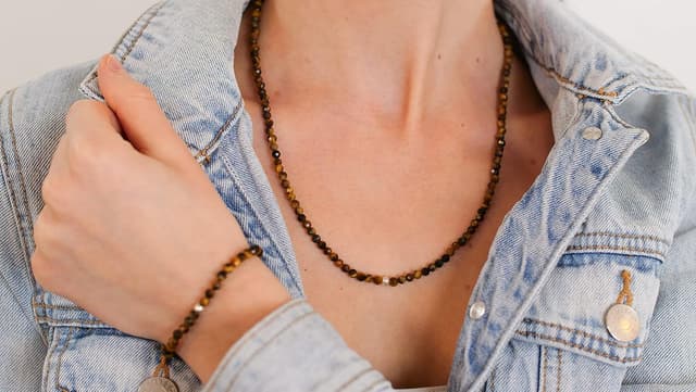 Detalle 2 de BERGERLIN Tigerauge Halskette mit 925 Silber