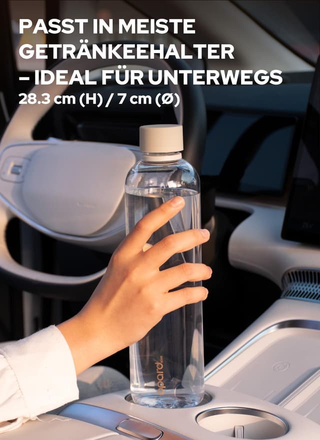 Detalle de Opard Slim Trinkflasche 1 l – spülmaschinenfest, BPA-frei und kohlensäuregeeignet mit auslaufsicherem Schraubverschluss