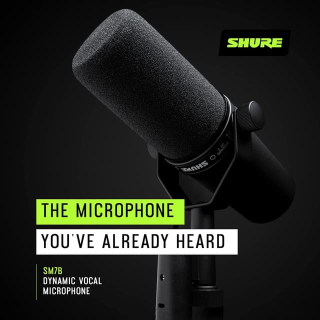 Detalle de Shure SM7B Dynamic Vocal Microphone (XLR) for Podcasting, Recording, Streaming, and Broadcast