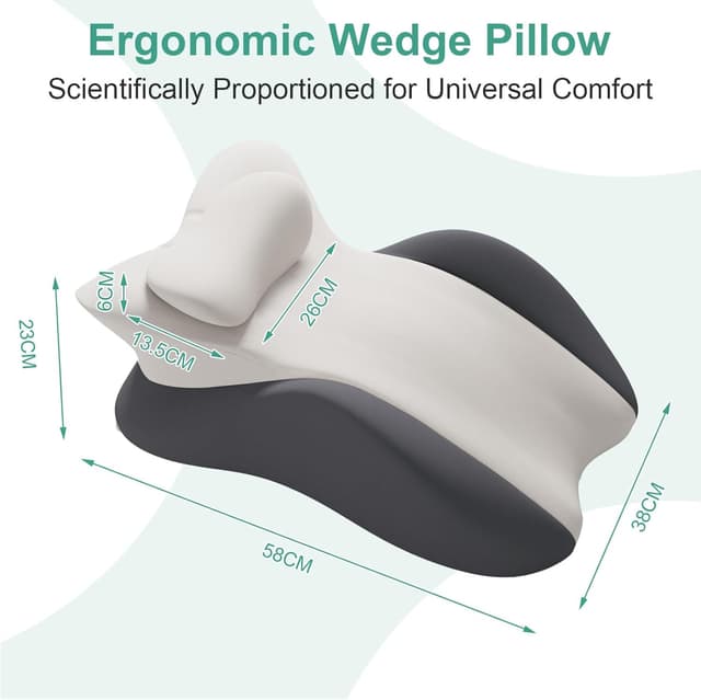 Detalle de JOVELL Memory Foam Prone Pillow (Black/Gray) – wedge body pillow with removable cover