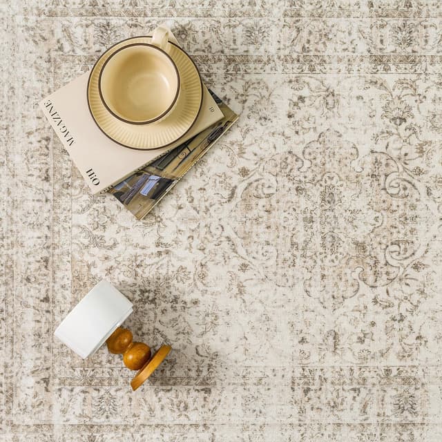 Thumbnail 4 de Waschbarer Vintage Teppich Beige 160x230 cm