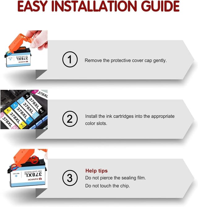 Detalle de AUMOK 378 XL Tintenpatronen Multipack (6 Farben) kompatibel für Epson 378XL