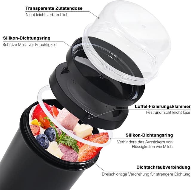 Detalle 2 de Swkien Müslibecher to Go 700 ml Lunchpot