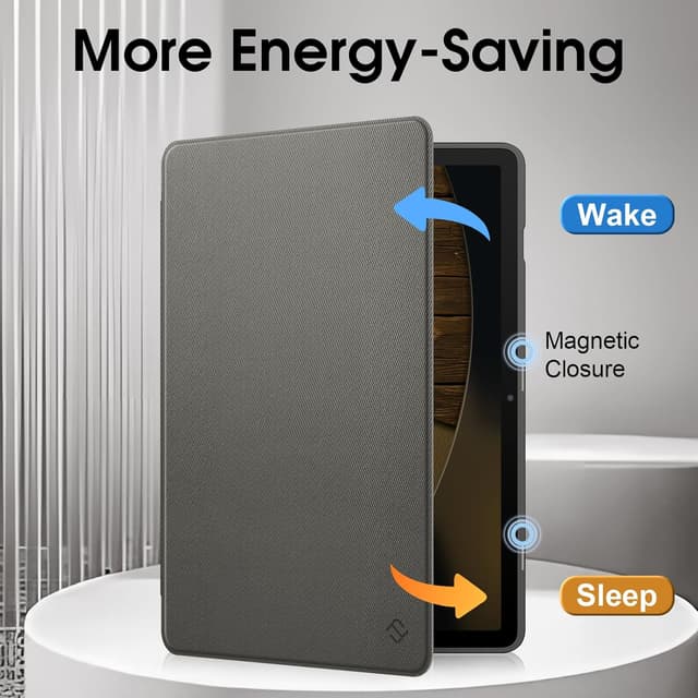 Detalle de FINTIE coque multipositions pour Samsung Galaxy Tab S10 Lite 10,9 et Tab S10 FE/S9 FE (10,9”/11”) avec porte-stylet, gris foncé