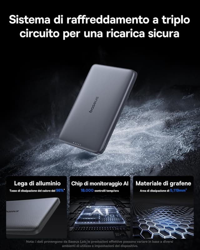 Detalle 2 de Baseus Picogo AM41 Power Bank 10000mAh Qi2 MagSafe magnetico 15W/27W ultra sottile rosa