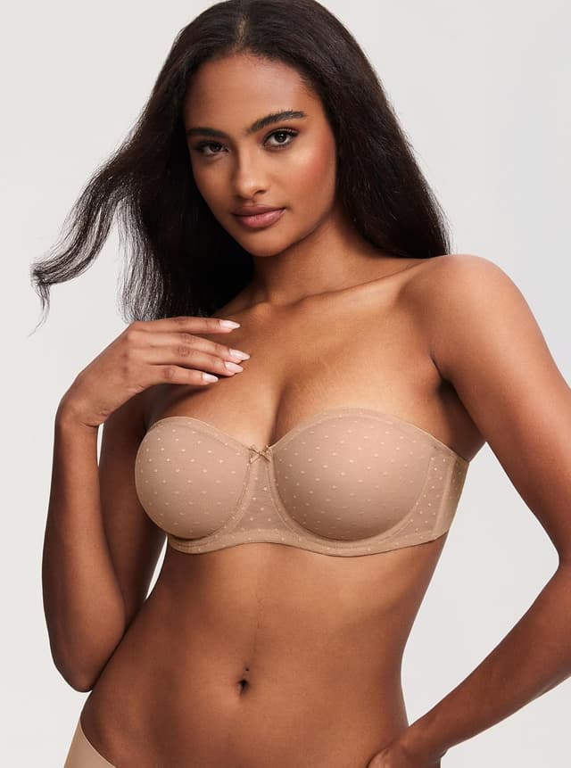 Detalle de DOBREVA Femme Transparent Soutien-gorge sans bretelles bandeau grande taille avec armature à maille