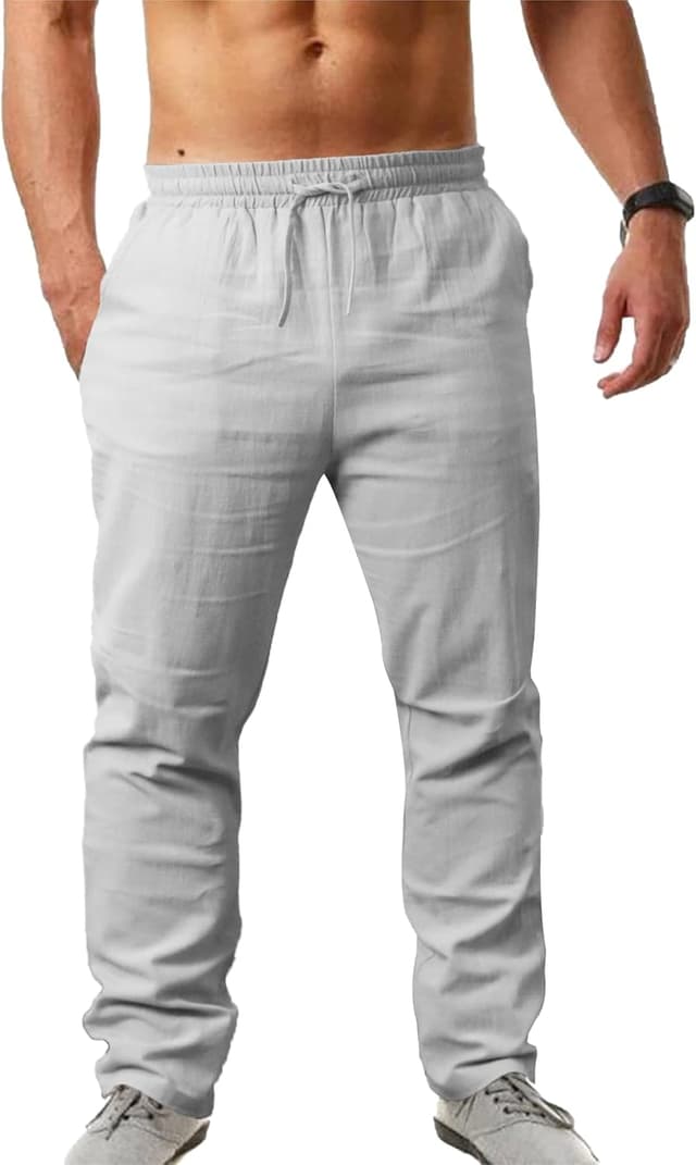 Detalle de NANAMEEI pantalon coton lin homme yoga