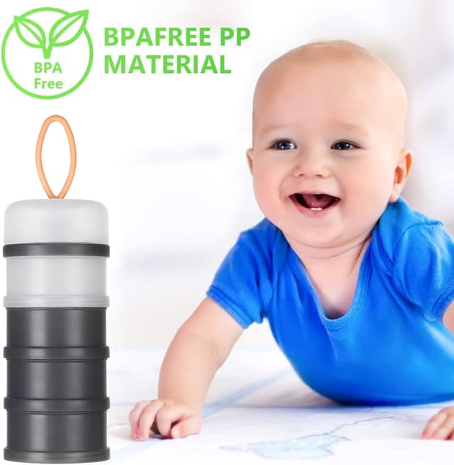 Thumbnail 6 de Vicloon dispenser latte in polvere con 4 scomparti, impilabile e portatile (grigio/bianco)