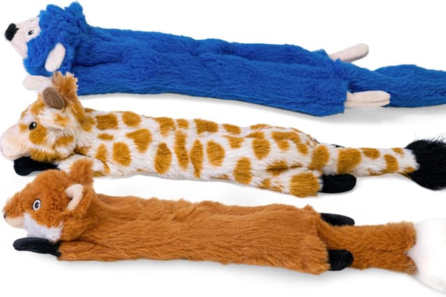 Detalle de SHARLOVY Dog Squeaky Toys No Stuffing 3 Pack Plush (crinkle + squeak, no stuffing)