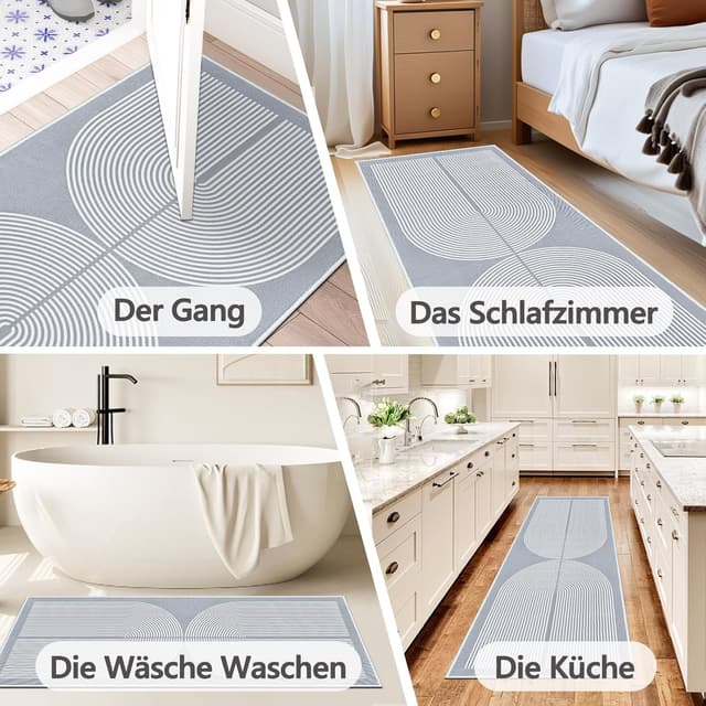 Thumbnail 6 de Capslpad Flur-Läufer 80x200 cm mit doppeltem Bogen in Weiß (Natur-Look) – waschbar, rutschfest