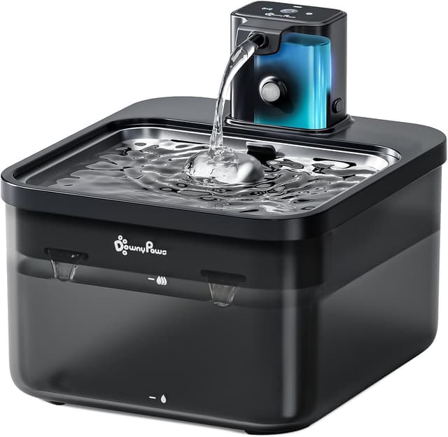 Detalle de DownyPaws Trinkbrunnen Katze 2,5 L kabellos ⌚💧