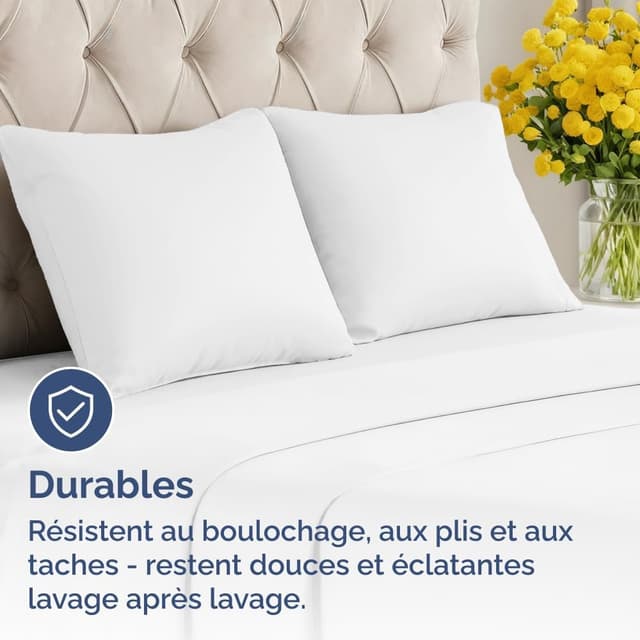 Detalle 2 de CGK Unlimited – Lot de 2 taies d’oreiller 40x40 cm en microfibre blanche
