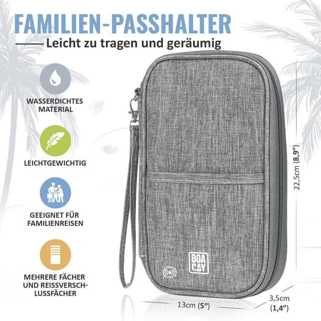 Detalle 2 de BOACAY RFID-Reisepass-Tasche 13 x 3,5 x 22,5 cm