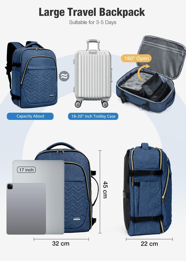 Detalle de Lekesky Travel Backpack Cabin Size (17-inch laptop) – 30L waterproof carry-on rucksack