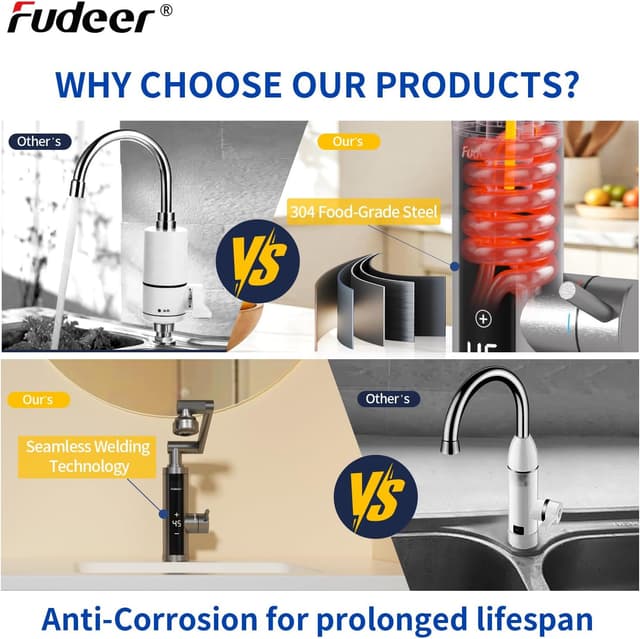 Thumbnail 5 de Fudeer 1080° Swivel Electric Hot Water Tap 3.3KW 🚰