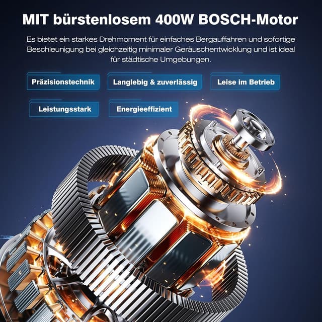 Detalle de EVERCROSS EV85F/EV10K PRO E-Scooter mit Straßenzulassung (ABE) und APP – 400W Motor, faltbar