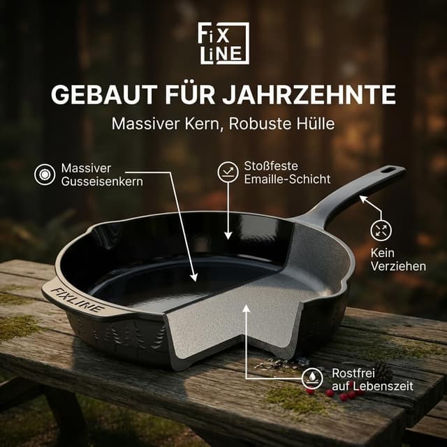 Detalle 2 de FIXLINE Gusseisenpfanne 28 cm für Induktion