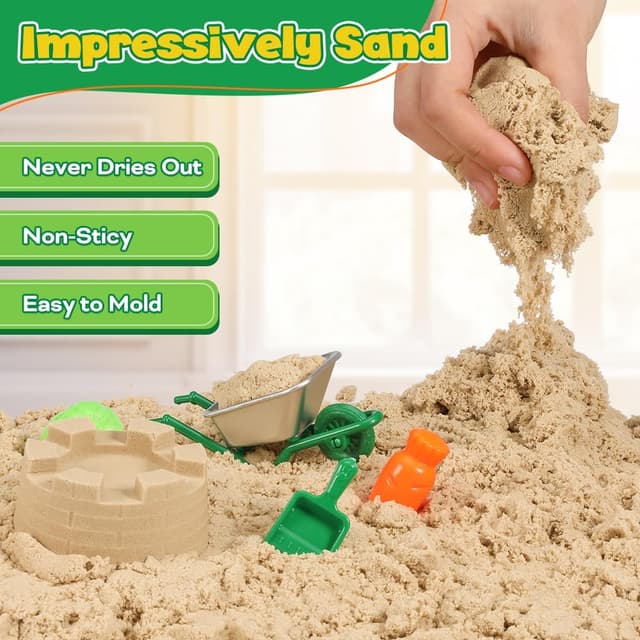 Detalle de FRUSE Bauernhof-Sandspielset mit 1 kg Magic Toy Sand, Traktoren & Bauernhof-Zubehör für Kinder ab 3 Jahren