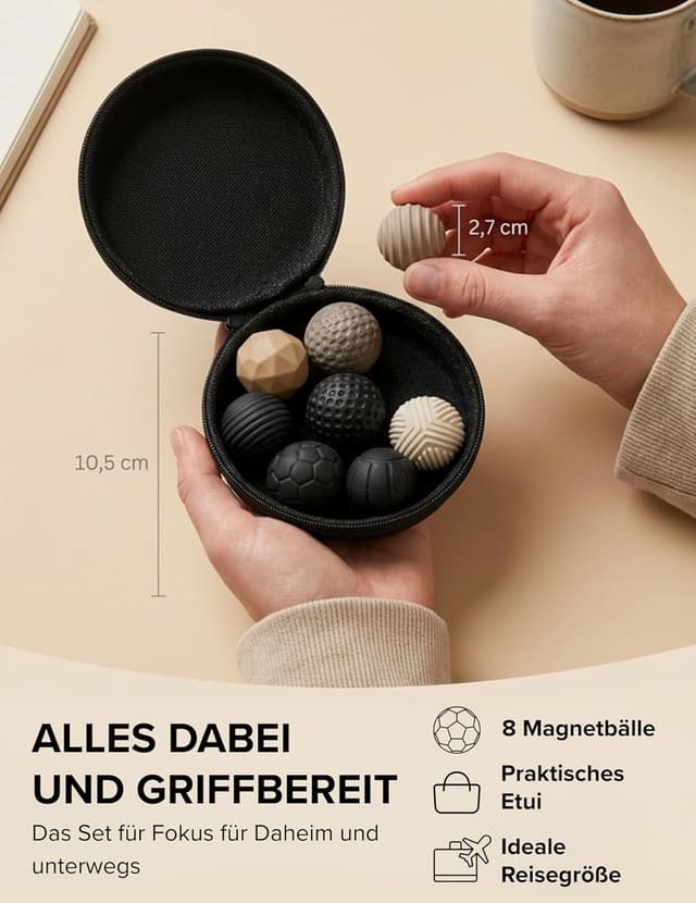 Detalle 2 de Magnetische Fidget Toys „Focus Dots“ mit Magnetkugeln – Antistress-Spielzeug (Schwarz-Grau)