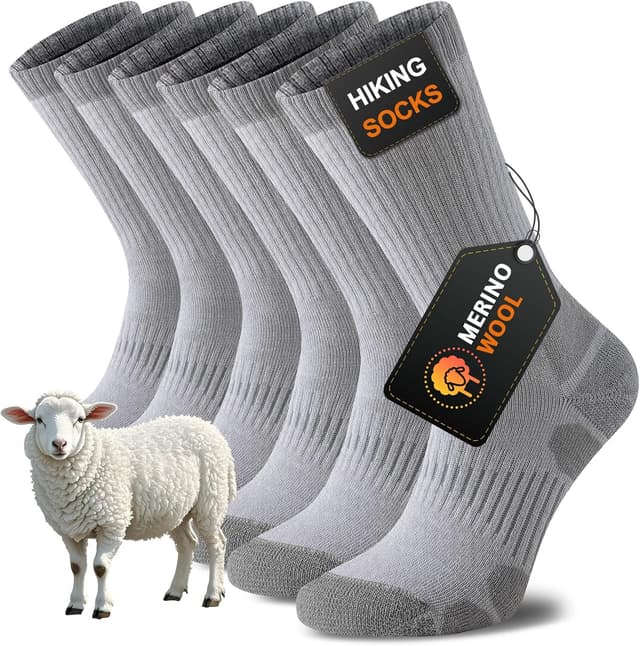 Detalle de Niorasen Calze Uomo Donna in lana merino per escursionismo e sport (3 paia) con anti-vesciche e anti-odore