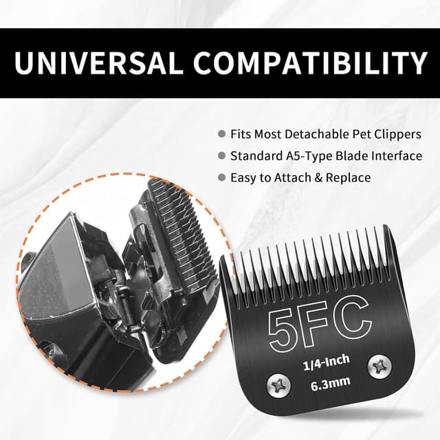 Detalle de ZATEIRL Confezione da 3 lame 5FC staccabili in acciaio 1/4 pollici (6,3 mm) compatibili con macchine per toelettatura