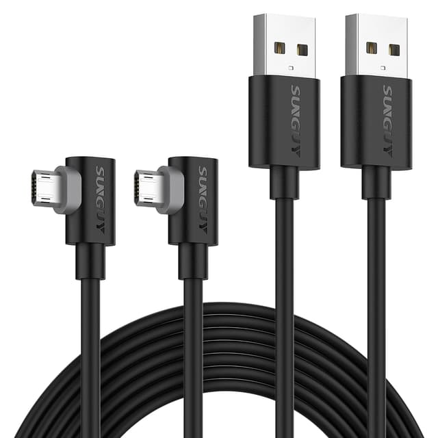 Detalle de SUNGUY Câble Micro USB 90° (2 pièces, 2 m, 3 A) – charge rapide et transfert USB 2.0