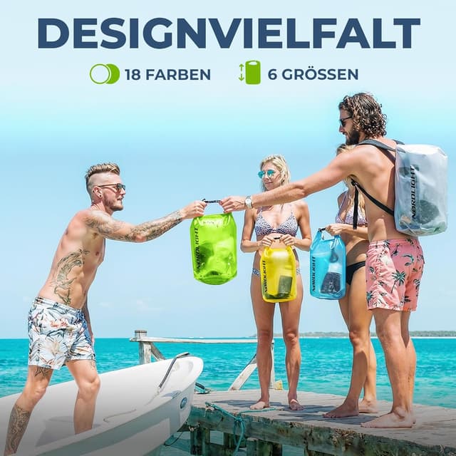 Detalle de Nordlight Dry Bag wasserdichte Tasche (2–30 l) mit Roll-Top und Schultergurt