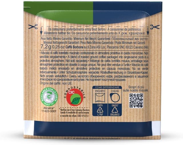 Detalle de Caffè Borbone Cápsulas Compostables, Ligera y Menor Cafeína