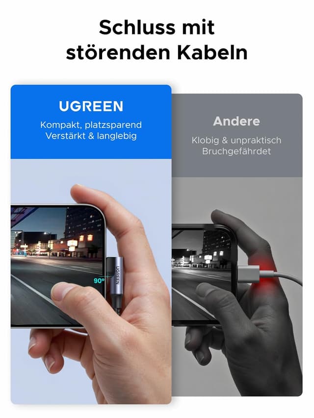 Detalle 2 de UGREEN USB-C Ladekabel 240 W Winkelstecker