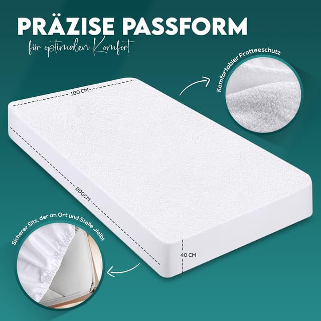 Detalle de Utopia Bedding Matratzenschoner 180 x 200 x 40 cm wasserdicht & rundum elastisch (OEKO-TEX) – Schutzauflage