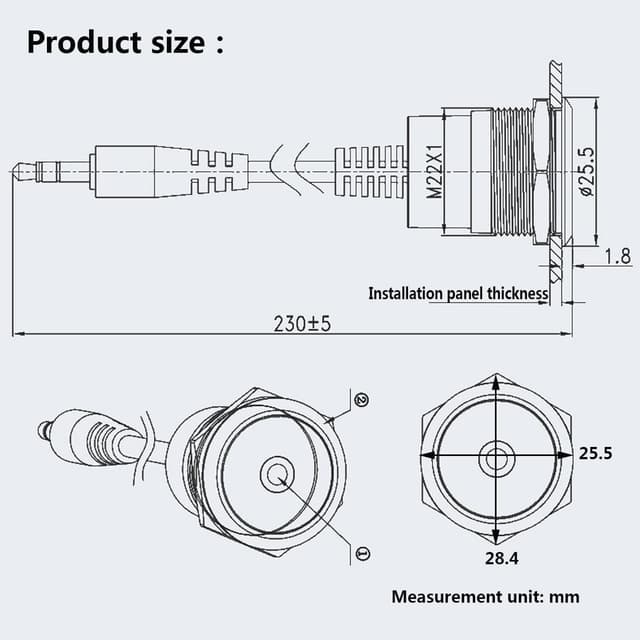 Detalle 2 de PENGLIN 2PCS 3.5mm TRS Stereo Panel Mount Adapter (male to female) with 25cm anti-tangle extension leads