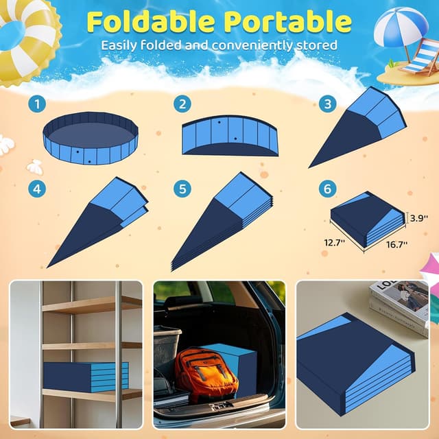 Detalle de Raxurt Dog Pool with Sprinkler (79-inch foldable PVC pet bath tub)