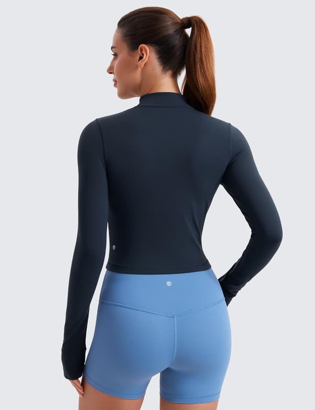 Detalle de CRZ YOGA Donna Butterluxe giacca da allenamento con zip integrale e fori per i pollici Slim Fit