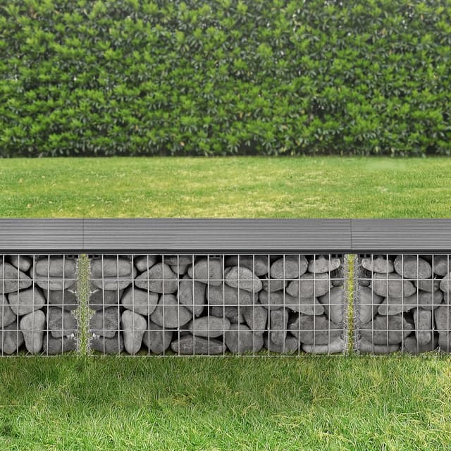 Thumbnail 6 de pro.tec Panchina Gabbione con seduta WPC 100 x 30 x 45 cm per esterni (grigio)